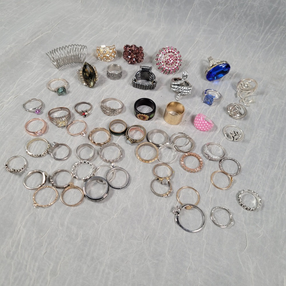 Mixed Fashion Ring Large Lot Silver Gold Tone Statement Boho Stackable Rings